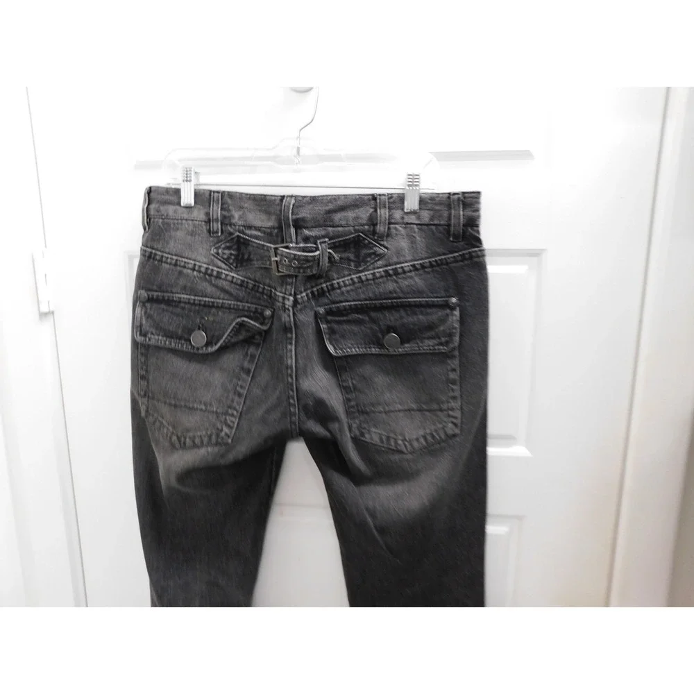 JOHN GALLIANO AUV207L WASHED CREASED BLACK DENIM JEANS‎ Italy 34 Waist
